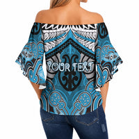 Aotearoa Iwi Ngati Porou Personalised Off Shoulder Wrap Waist Top Maori Kowhaiwhai Pattern