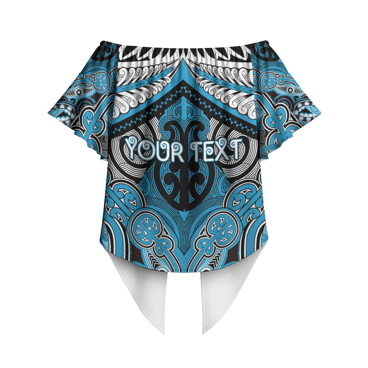 Aotearoa Iwi Ngati Porou Personalised Off Shoulder Wrap Waist Top Maori Kowhaiwhai Pattern