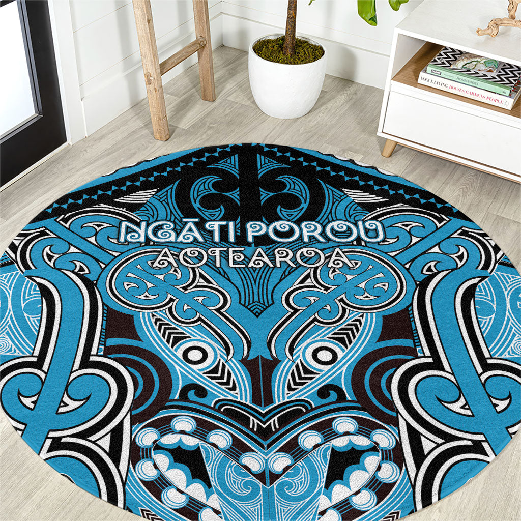 Aotearoa Iwi Ngati Porou Round Carpet Maori Kowhaiwhai Pattern