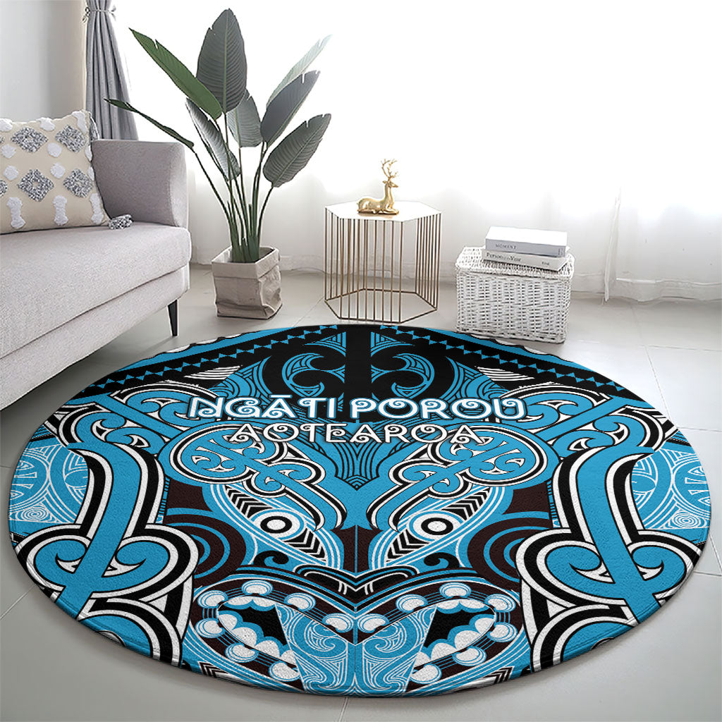 Aotearoa Iwi Ngati Porou Round Carpet Maori Kowhaiwhai Pattern