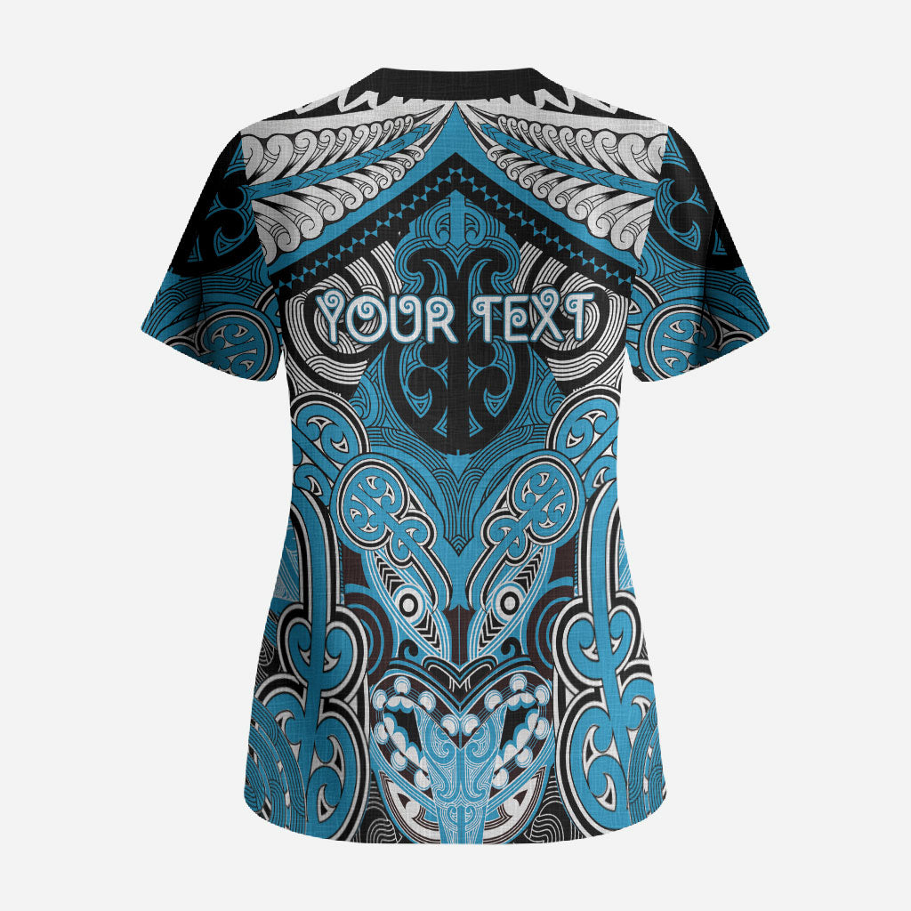 Aotearoa Iwi Ngati Porou Personalised Scrub Top Maori Kowhaiwhai Pattern