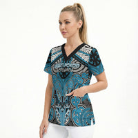 Aotearoa Iwi Ngati Porou Personalised Scrub Top Maori Kowhaiwhai Pattern