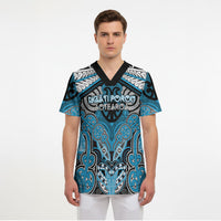 Aotearoa Iwi Ngati Porou Personalised Scrub Top Maori Kowhaiwhai Pattern