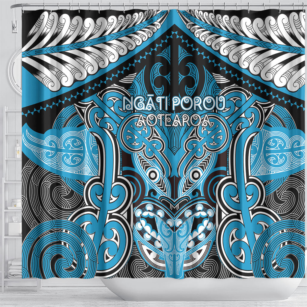 Aotearoa Iwi Ngati Porou Shower Curtain Maori Kowhaiwhai Pattern