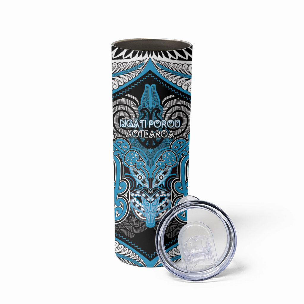 Aotearoa Iwi Ngati Porou Personalised Skinny Tumbler Maori Kowhaiwhai Pattern