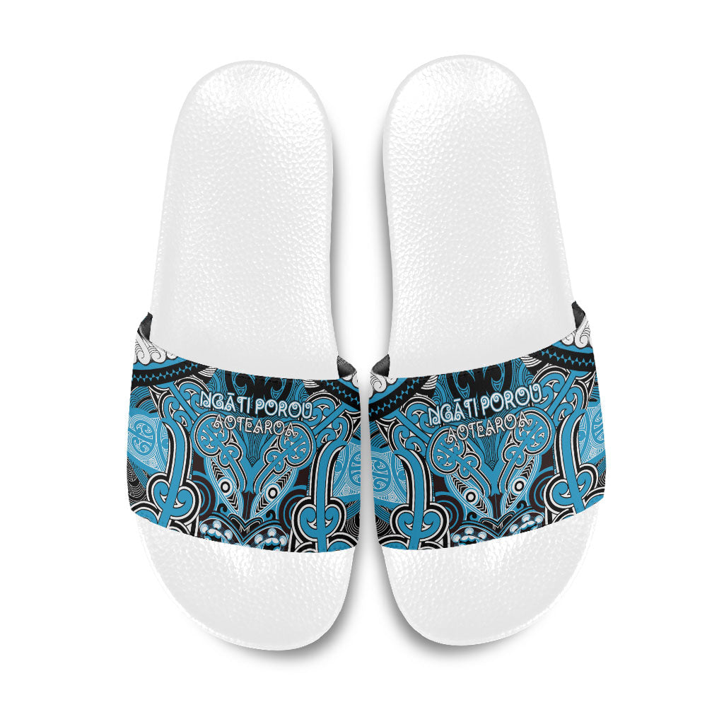 Aotearoa Iwi Ngati Porou Slide Sandals Maori Kowhaiwhai Pattern