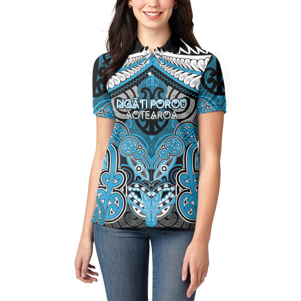 Aotearoa Iwi Ngati Porou Personalised Women Polo Shirt Maori Kowhaiwhai Pattern
