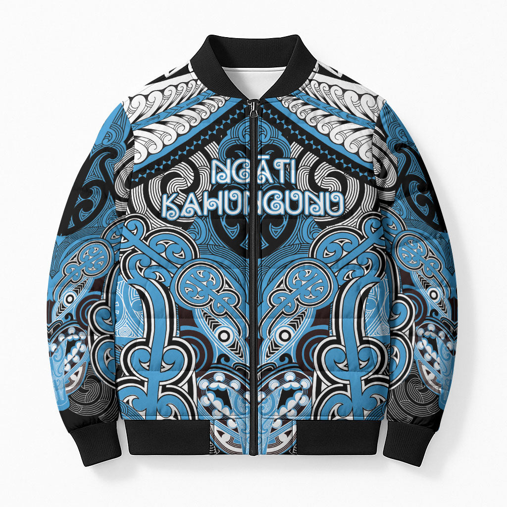 Aotearoa Iwi Ngati Kahungunu Personalised Bomber Puffer Jacket Maori Kowhaiwhai Pattern