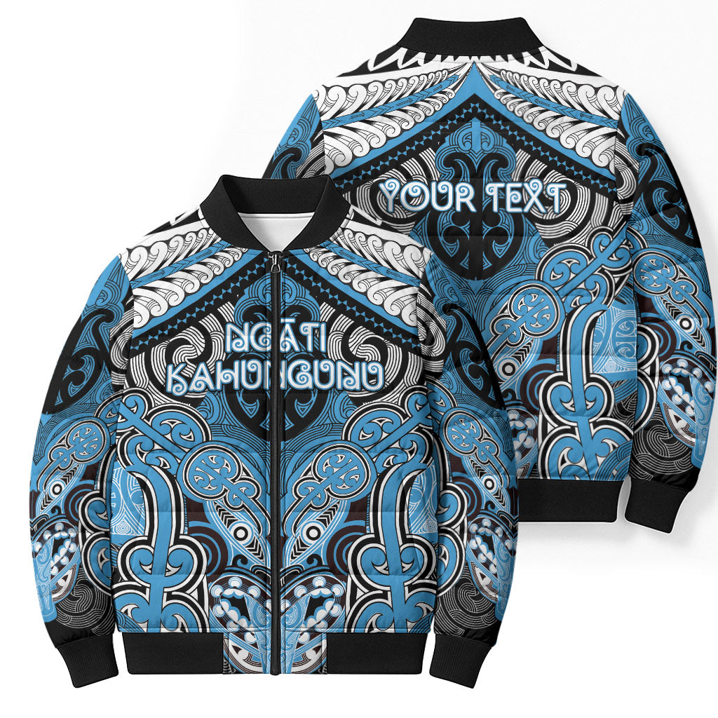 Aotearoa Iwi Ngati Kahungunu Personalised Bomber Puffer Jacket Maori Kowhaiwhai Pattern