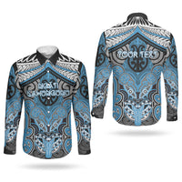 Aotearoa Iwi Ngati Kahungunu Personalised Couples Matching Mermaid Dress and Long Sleeve Button Shirt Maori Kowhaiwhai Pattern