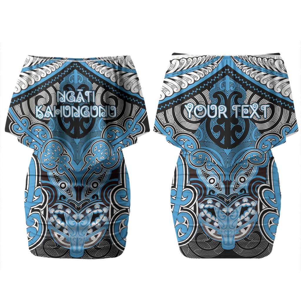 Aotearoa Iwi Ngati Kahungunu Personalised Couples Matching Off Shoulder Short Dress and Hawaiian Shirt Maori Kowhaiwhai Pattern