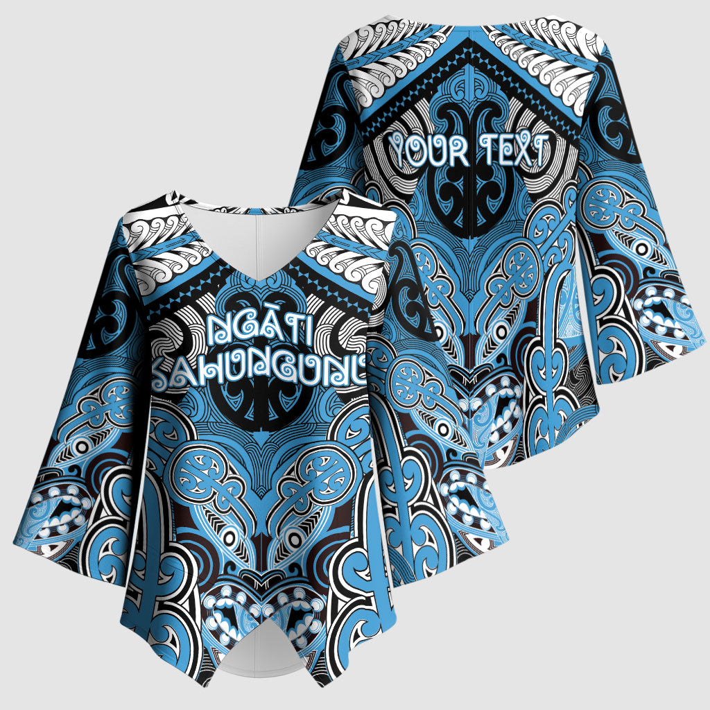 Aotearoa Iwi Ngati Kahungunu Personalised Kimono Sleeve Blouse Maori Kowhaiwhai Pattern