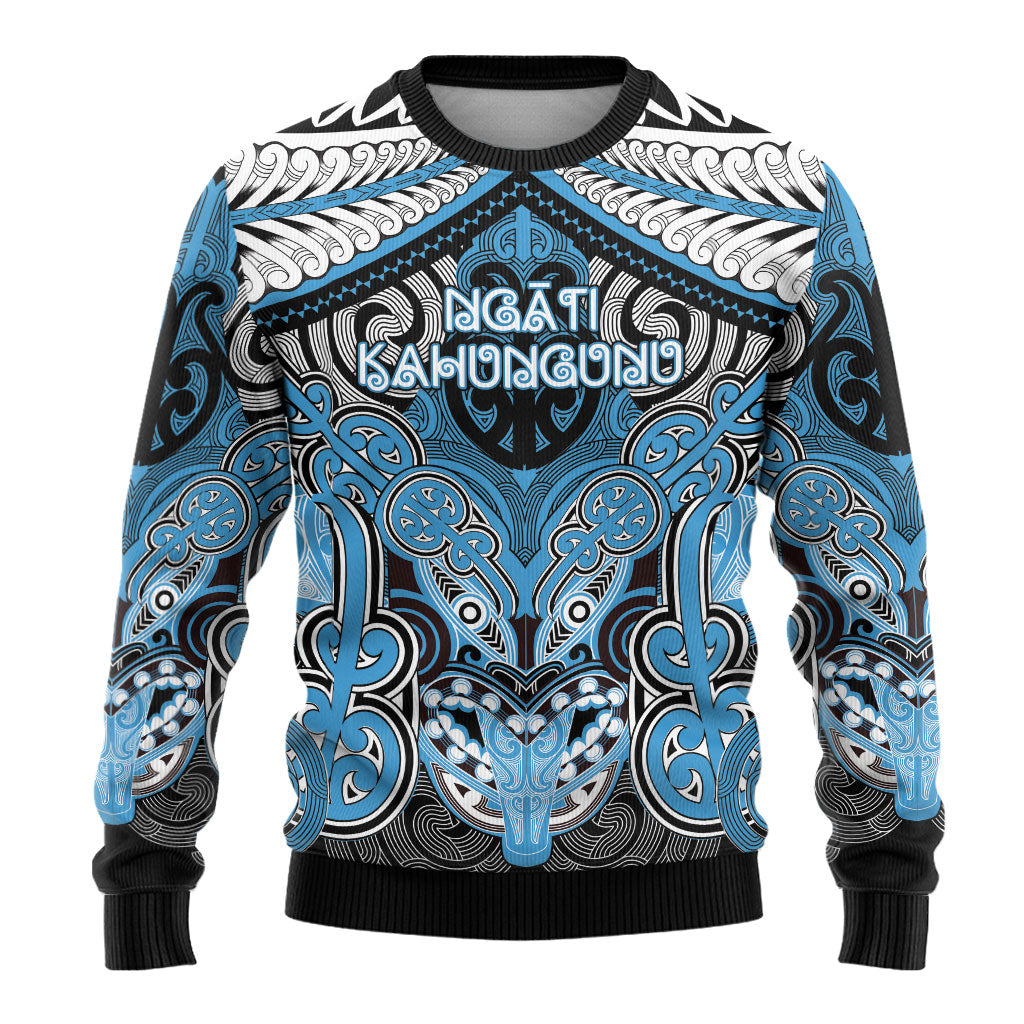 Aotearoa Iwi Ngati Kahungunu Personalised Ugly Christmas Sweater Maori Kowhaiwhai Pattern