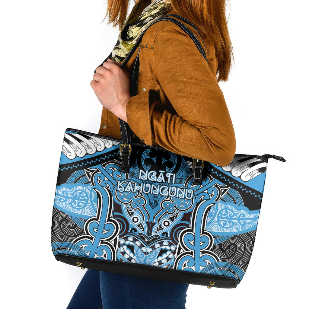 Aotearoa Iwi Ngati Kahungunu Leather Tote Bag Maori Kowhaiwhai Pattern