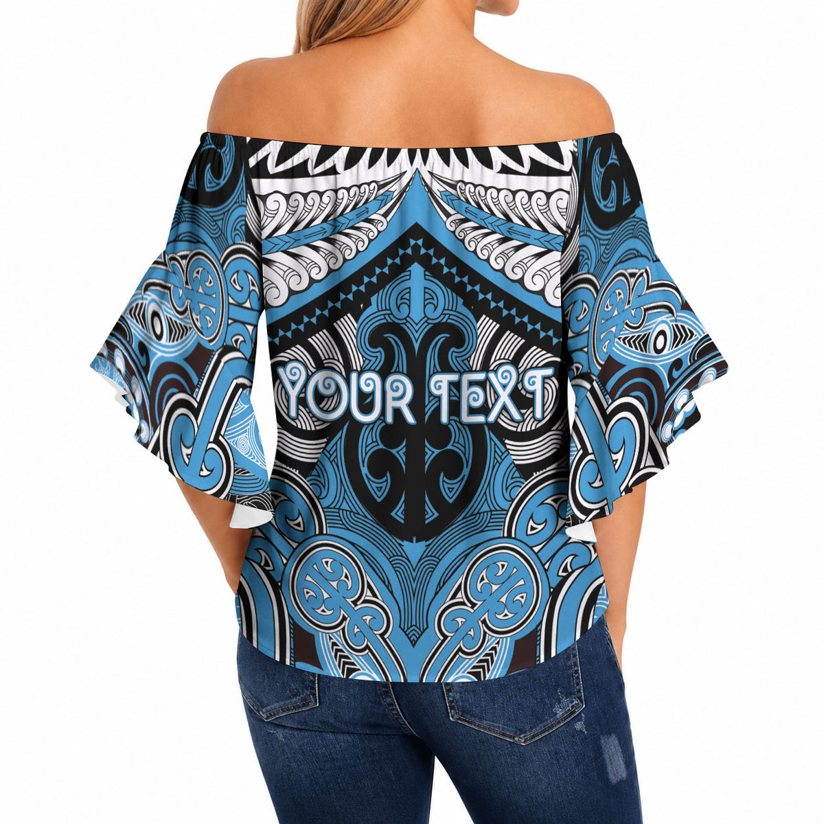 Aotearoa Iwi Ngati Kahungunu Personalised Off Shoulder Wrap Waist Top Maori Kowhaiwhai Pattern