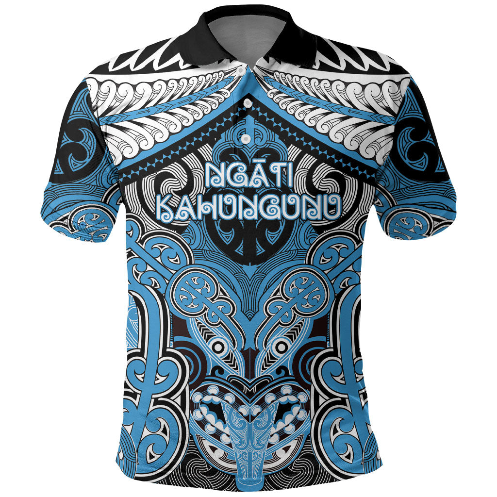 Aotearoa Iwi Ngati Kahungunu Personalised Polo Shirt Maori Kowhaiwhai Pattern LT19 Blue - Polynesian Pride