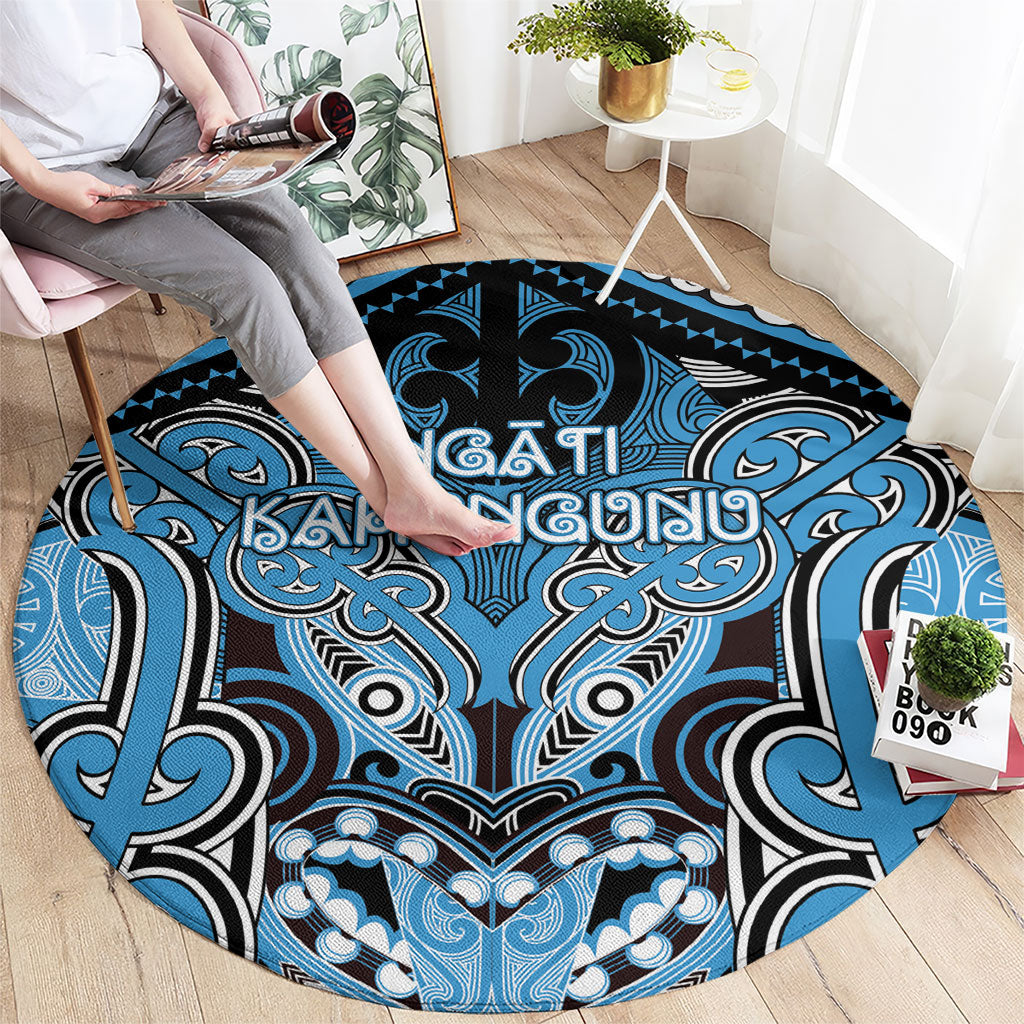 Aotearoa Iwi Ngati Kahungunu Round Carpet Maori Kowhaiwhai Pattern