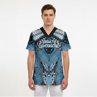 Aotearoa Iwi Ngati Kahungunu Personalised Scrub Top Maori Kowhaiwhai Pattern