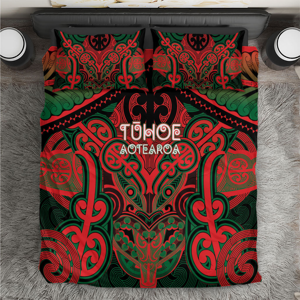 Aotearoa Iwi Tuhoe Bedding Set Maori Kowhaiwhai Pattern LT19 Red - Polynesian Pride