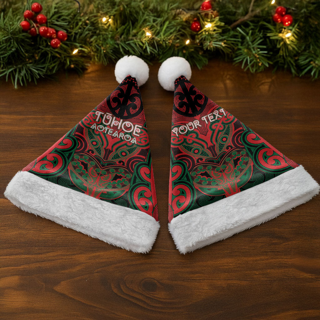 Aotearoa Iwi Tuhoe Personalised Christmas Santa Hat Maori Kowhaiwhai Pattern