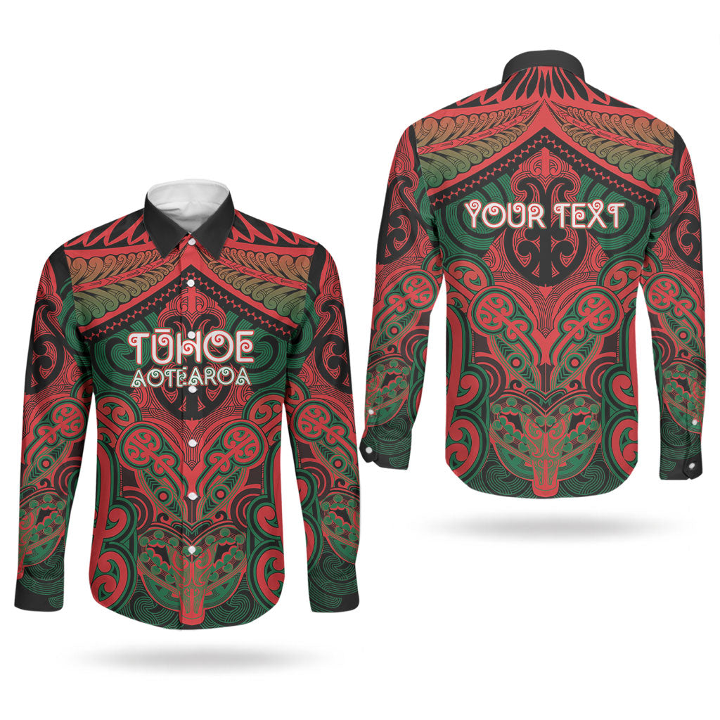 Aotearoa Iwi Tuhoe Personalised Couples Matching Short Sleeve Bodycon Dress and Long Sleeve Button Shirt Maori Kowhaiwhai Pattern