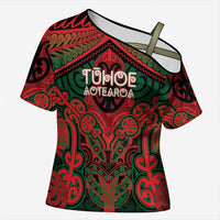 Aotearoa Iwi Tuhoe Personalised Cross Shoulder Shirt Maori Kowhaiwhai Pattern