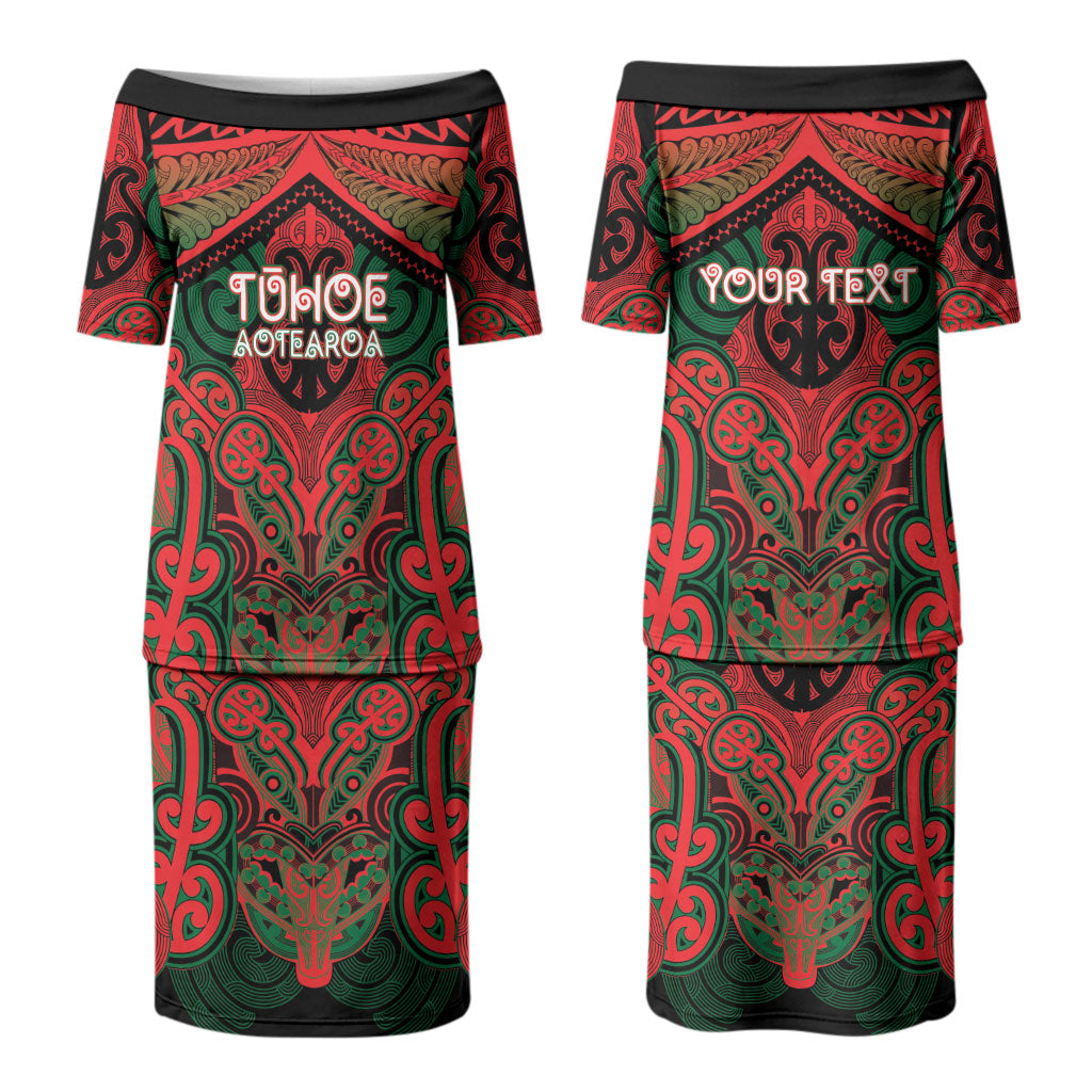 Aotearoa Iwi Tuhoe Personalised Family Matching Puletasi and Hawaiian Shirt Maori Kowhaiwhai Pattern