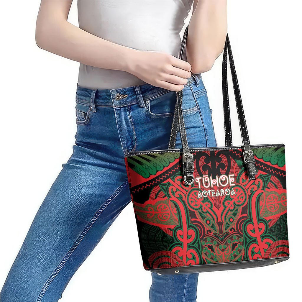 Aotearoa Iwi Tuhoe Leather Tote Bag Maori Kowhaiwhai Pattern