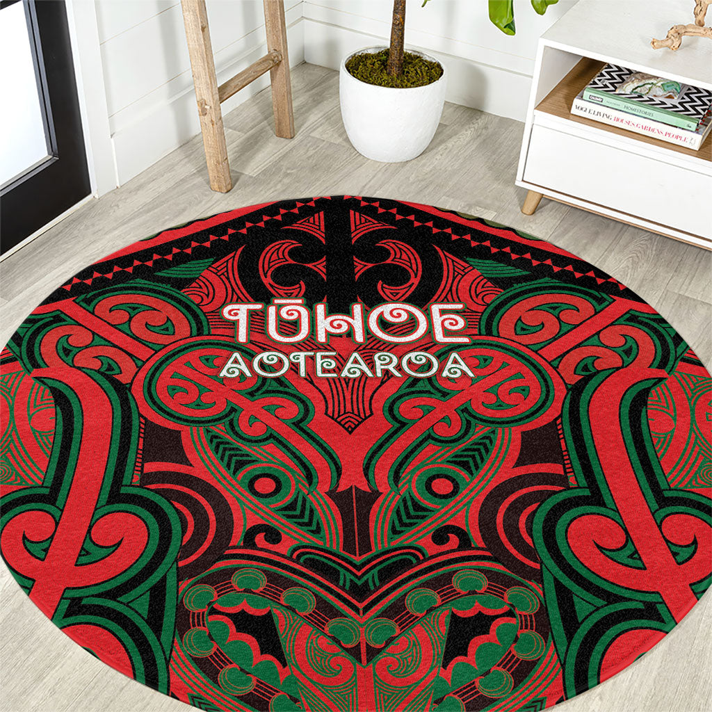 Aotearoa Iwi Tuhoe Round Carpet Maori Kowhaiwhai Pattern