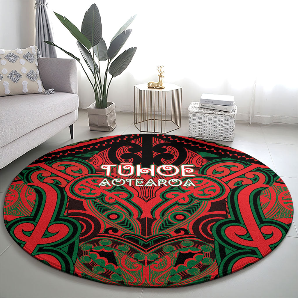 Aotearoa Iwi Tuhoe Round Carpet Maori Kowhaiwhai Pattern
