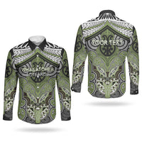 Aotearoa Iwi Whakatohea Personalised Couples Matching Off The Shoulder Long Sleeve Dress and Long Sleeve Button Shirt Maori Kowhaiwhai Pattern