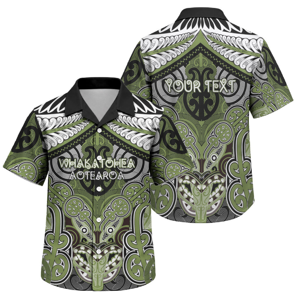 Aotearoa Iwi Whakatohea Personalised Family Matching Off Shoulder Short Dress and Hawaiian Shirt Maori Kowhaiwhai Pattern
