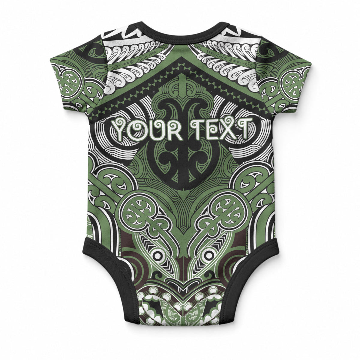 Aotearoa Iwi Ngati Awa Personalised Baby Onesie Maori Kowhaiwhai Pattern