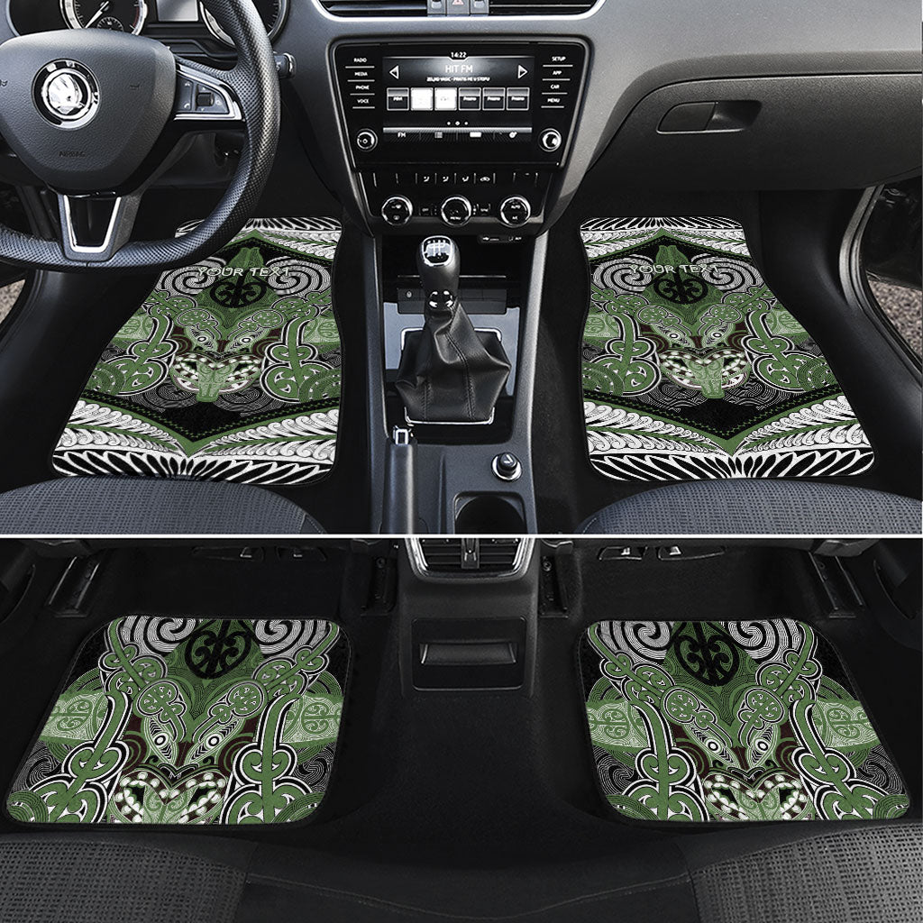 Aotearoa Iwi Ngati Awa Personalised Car Mats Maori Kowhaiwhai Pattern LT19 Set 4pcs Green - Polynesian Pride