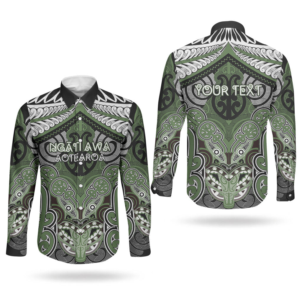 Aotearoa Iwi Ngati Awa Personalised Couples Matching Mermaid Dress and Long Sleeve Button Shirt Maori Kowhaiwhai Pattern