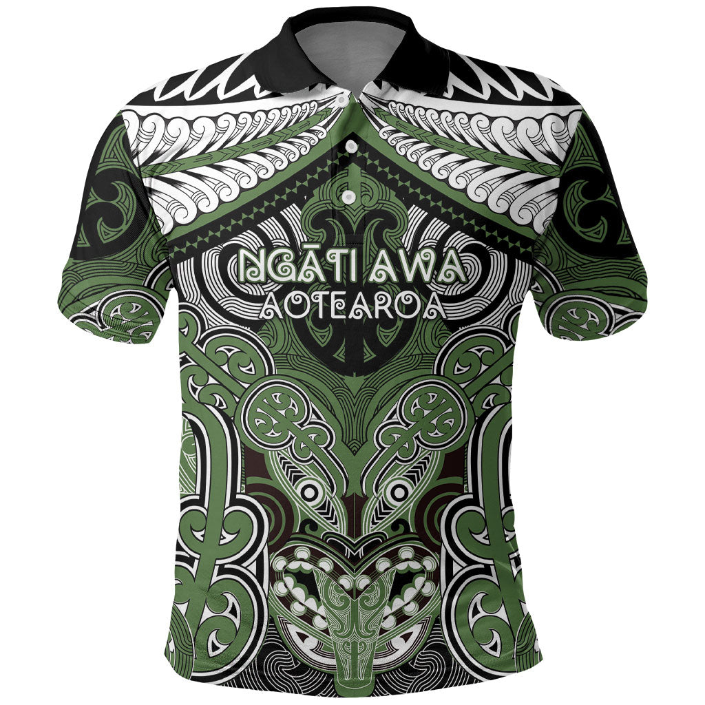 Aotearoa Iwi Ngati Awa Personalised Polo Shirt Maori Kowhaiwhai Pattern LT19 Green - Polynesian Pride