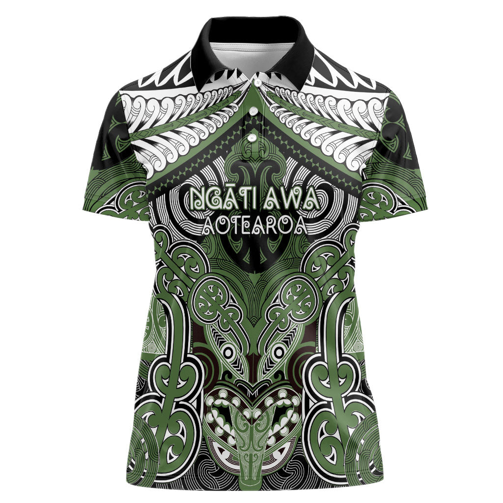 Aotearoa Iwi Ngati Awa Personalised Women Polo Shirt Maori Kowhaiwhai Pattern LT19 Female Green - Polynesian Pride