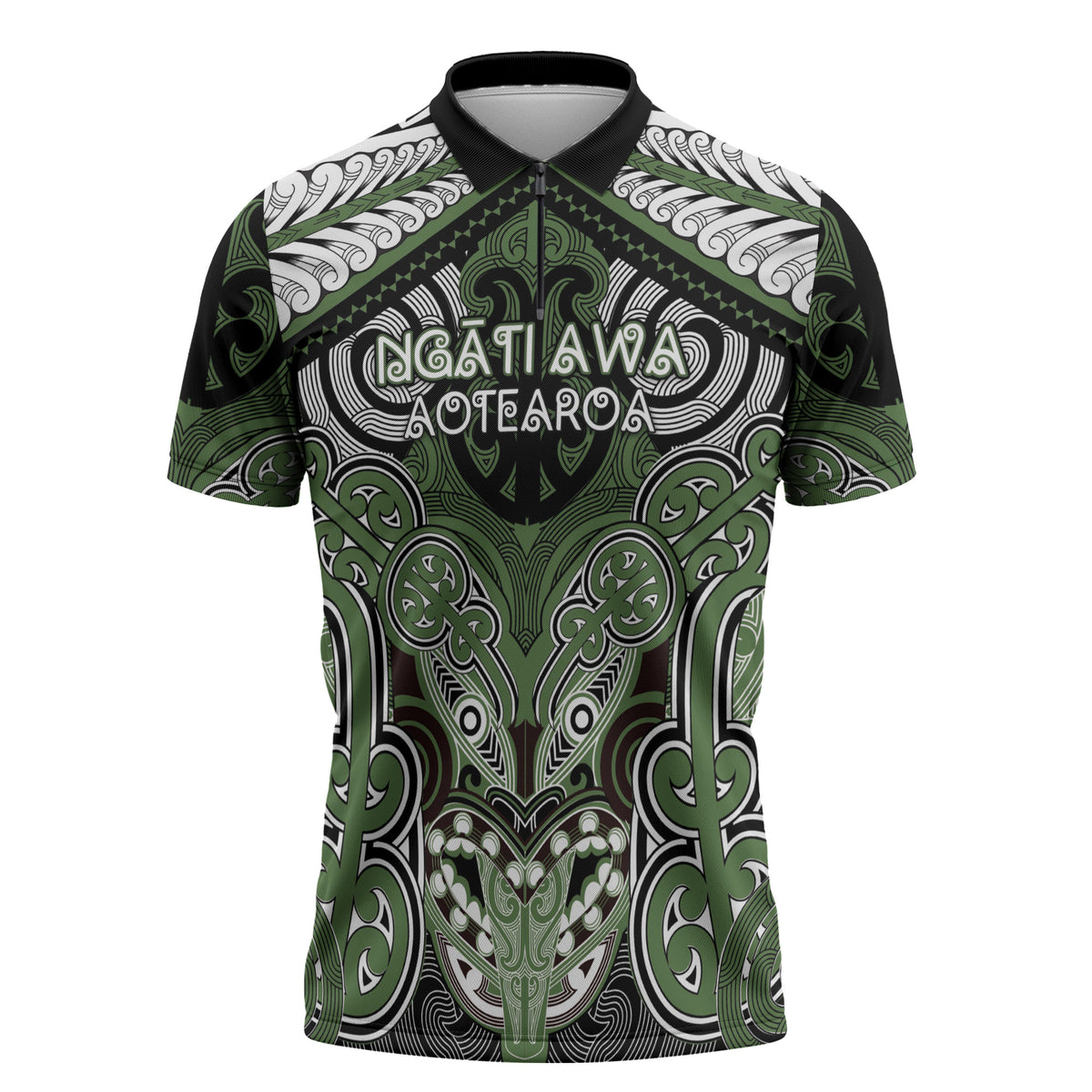 Aotearoa Iwi Ngati Awa Personalised Zipper Polo Shirt Maori Kowhaiwhai Pattern