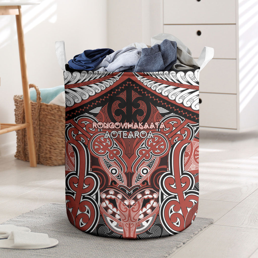 Aotearoa Iwi Rongowhakaata Laundry Basket Maori Kowhaiwhai Pattern
