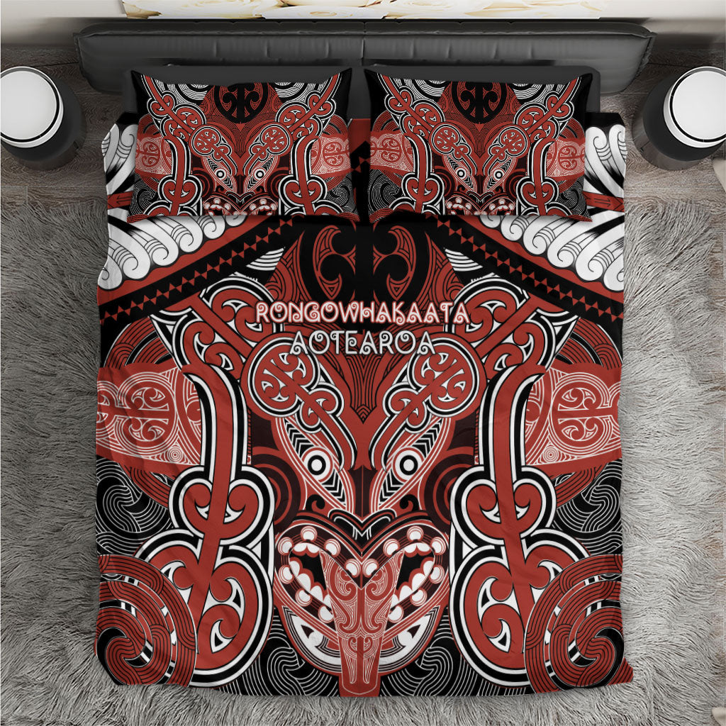 Aotearoa Iwi Rongowhakaata Bedding Set Maori Kowhaiwhai Pattern LT19 Red - Polynesian Pride