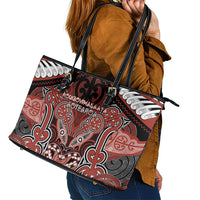 Aotearoa Iwi Rongowhakaata Leather Tote Bag Maori Kowhaiwhai Pattern