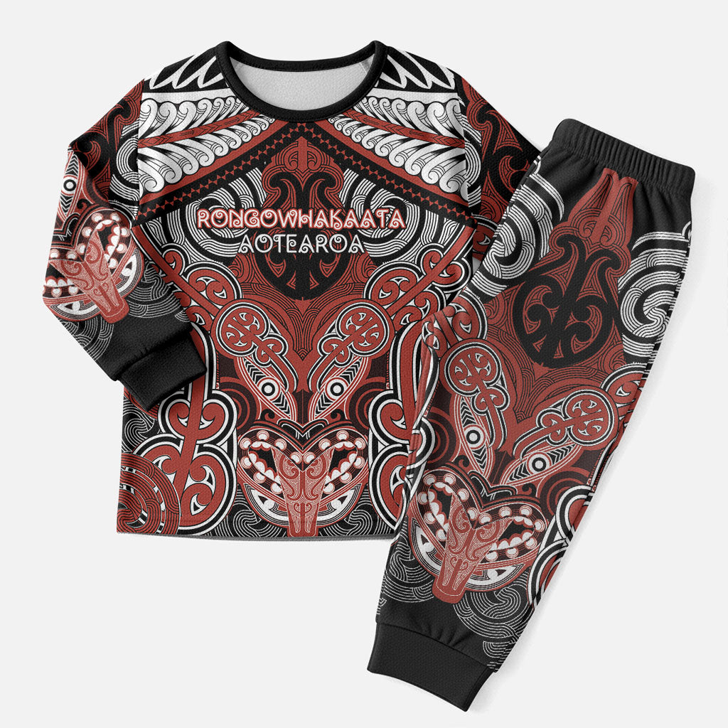 Aotearoa Iwi Rongowhakaata Personalised Christmas Pajama Set Maori Kowhaiwhai Pattern LT19 Men Red - Polynesian Pride