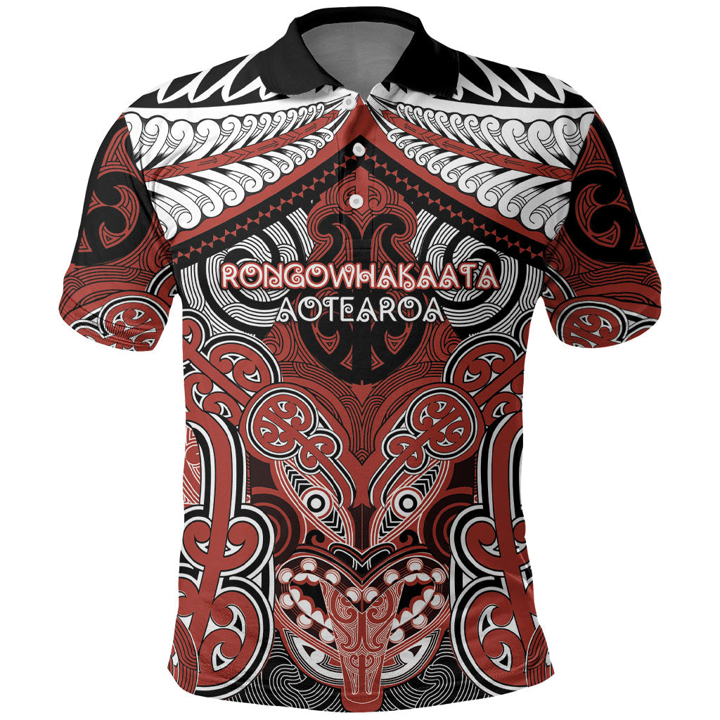 Aotearoa Iwi Rongowhakaata Personalised Polo Shirt Maori Kowhaiwhai Pattern LT19 Red - Polynesian Pride