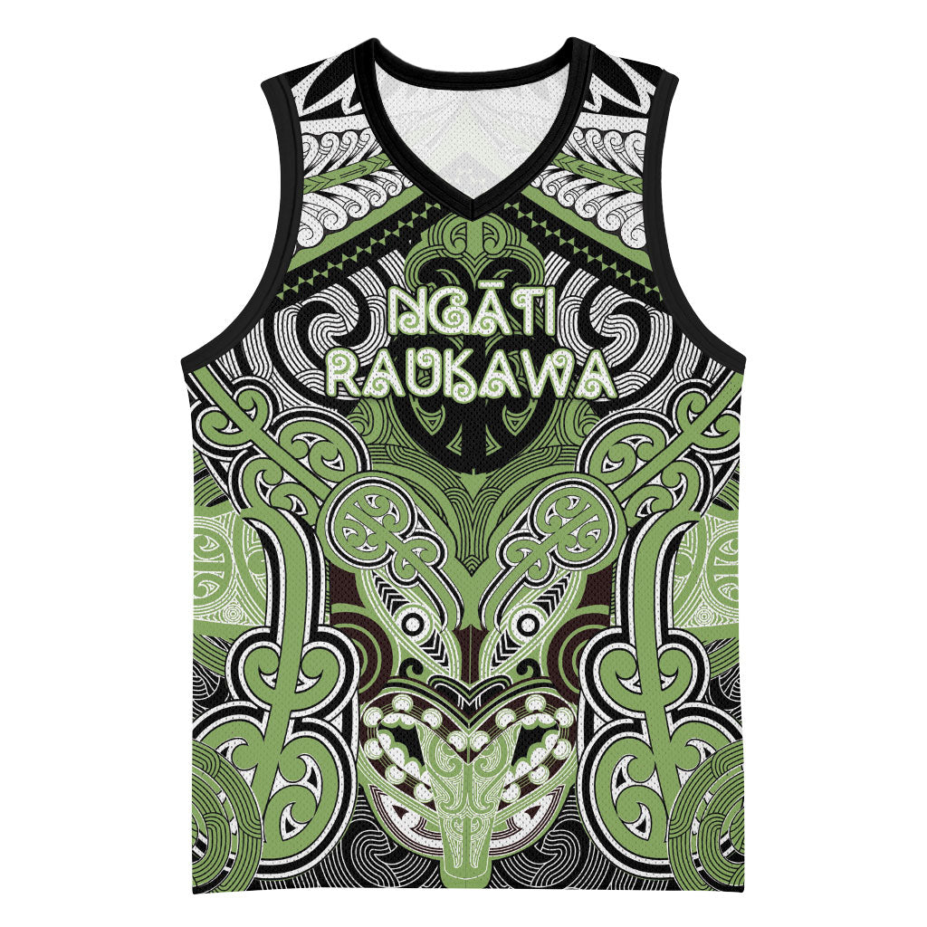 Aotearoa Iwi Ngati Raukawa Personalised Basketball Jersey Maori Kowhaiwhai Pattern LT19 Unisex Green - Polynesian Pride
