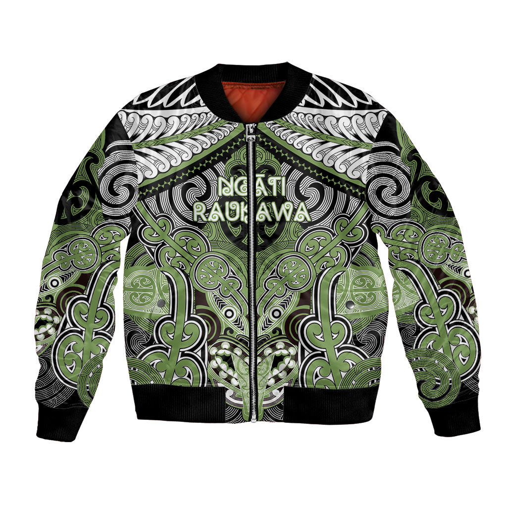 Aotearoa Iwi Ngati Raukawa Personalised Bomber Jacket Maori Kowhaiwhai Pattern LT19 Unisex Green - Polynesian Pride