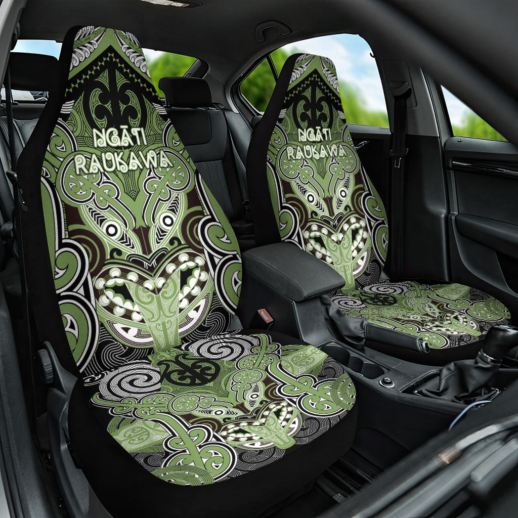 Aotearoa Iwi Ngati Raukawa Car Seat Cover Maori Kowhaiwhai Pattern LT19 One Size Green - Polynesian Pride