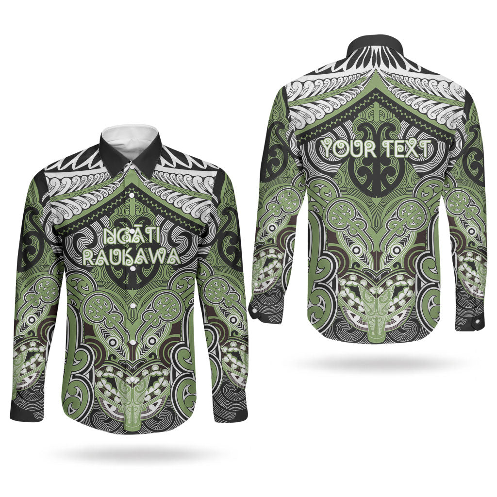 Aotearoa Iwi Ngati Raukawa Personalised Couples Matching Off The Shoulder Long Sleeve Dress and Long Sleeve Button Shirt Maori Kowhaiwhai Pattern