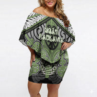 Aotearoa Iwi Ngati Raukawa Personalised Off Shoulder Short Dress Maori Kowhaiwhai Pattern