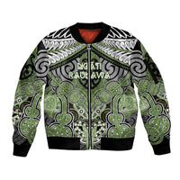 Aotearoa Iwi Ngati Raukawa Personalised Sleeve Zip Bomber Jacket Maori Kowhaiwhai Pattern