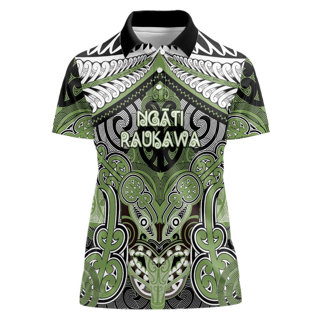 Aotearoa Iwi Ngati Raukawa Personalised Women Polo Shirt Maori Kowhaiwhai Pattern LT19 Female Green - Polynesian Pride